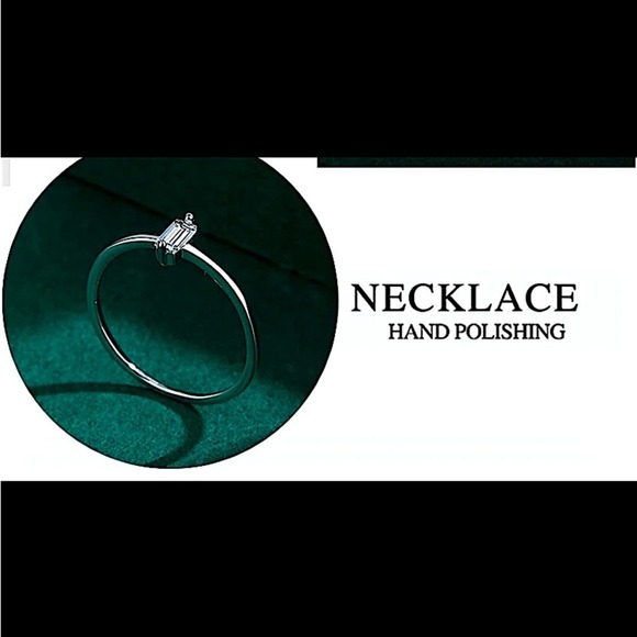 Sterling Silver Rectangular Cubic Zircon Ring Minimalist, Dainty Diamond Size 7 - Picture 7 of 11